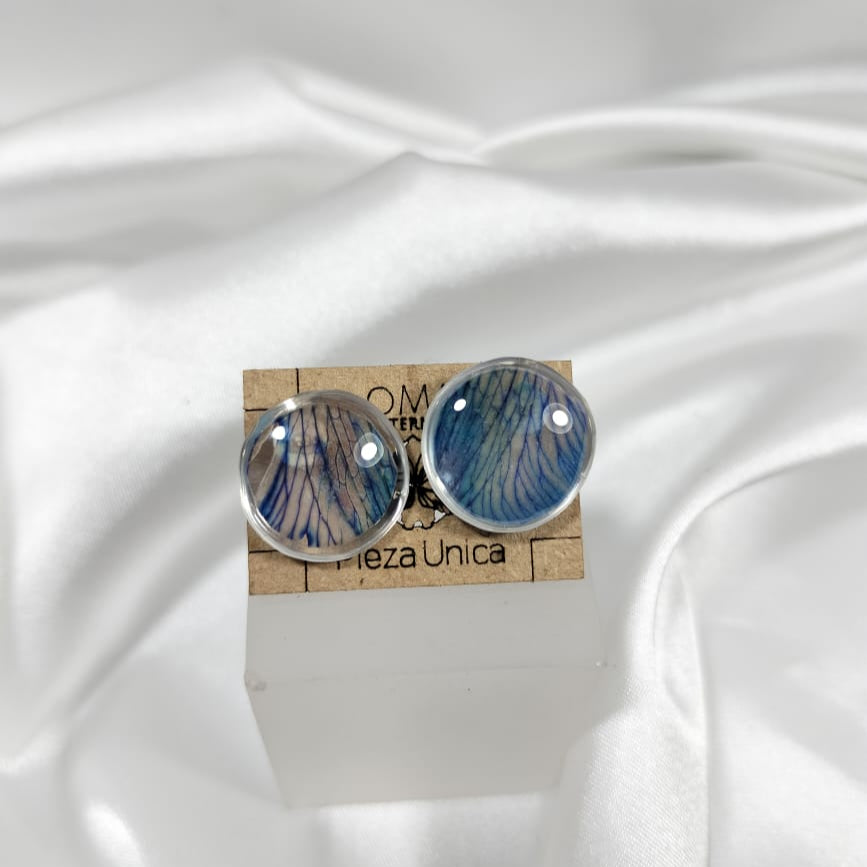 Aretes de pétalos azules