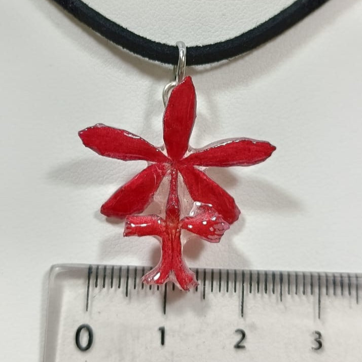 Dije de mini orquídea epidendrum roja