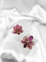 Aretes de mini phalaenopsis morada