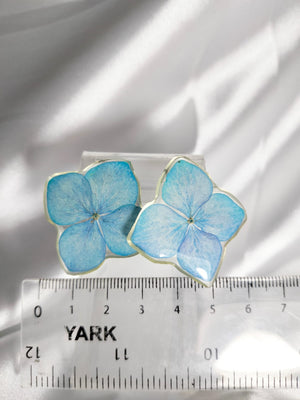 Aretes de hortensias azules