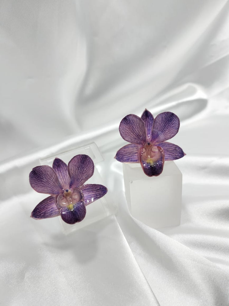 Aretes de dendrobium morada