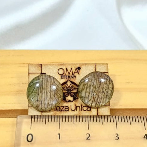 Aretes marron verde con pétalo de orquídea
