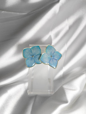 Aretes de hortensias azules