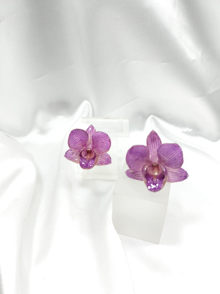 Aretes de dendrobium morada