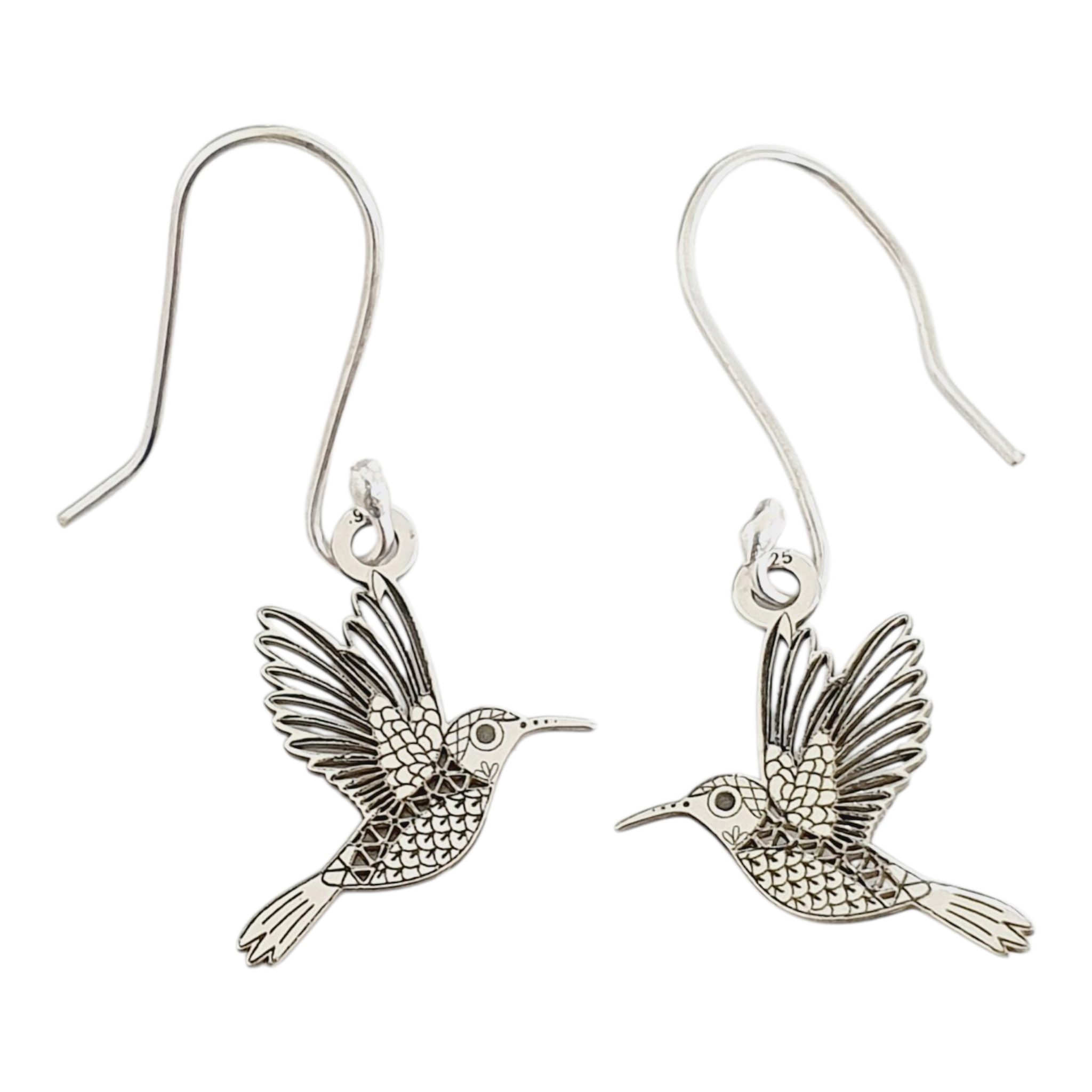 Aretes de plata con colibri