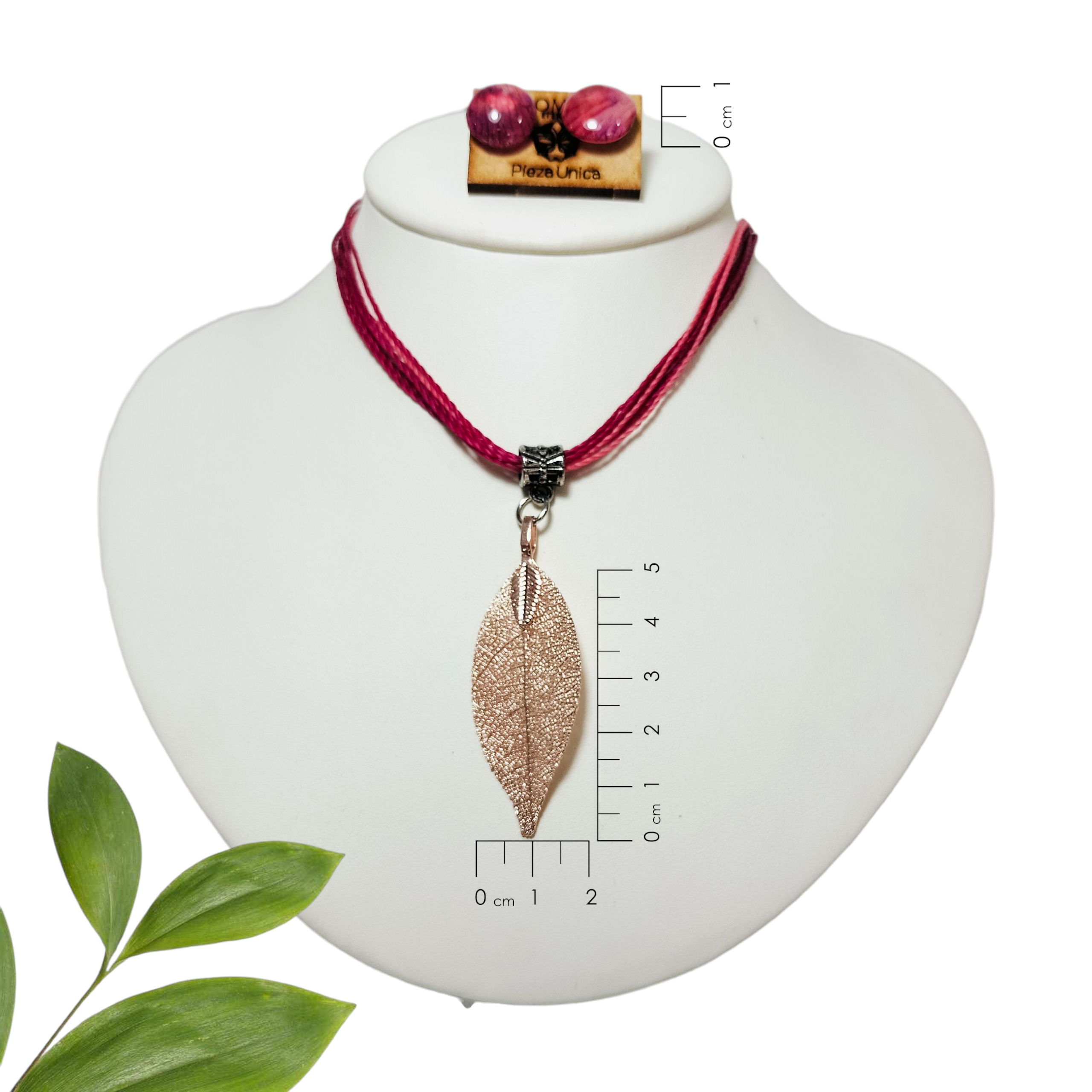 Dije de Esqueleto de Hoja Rosa