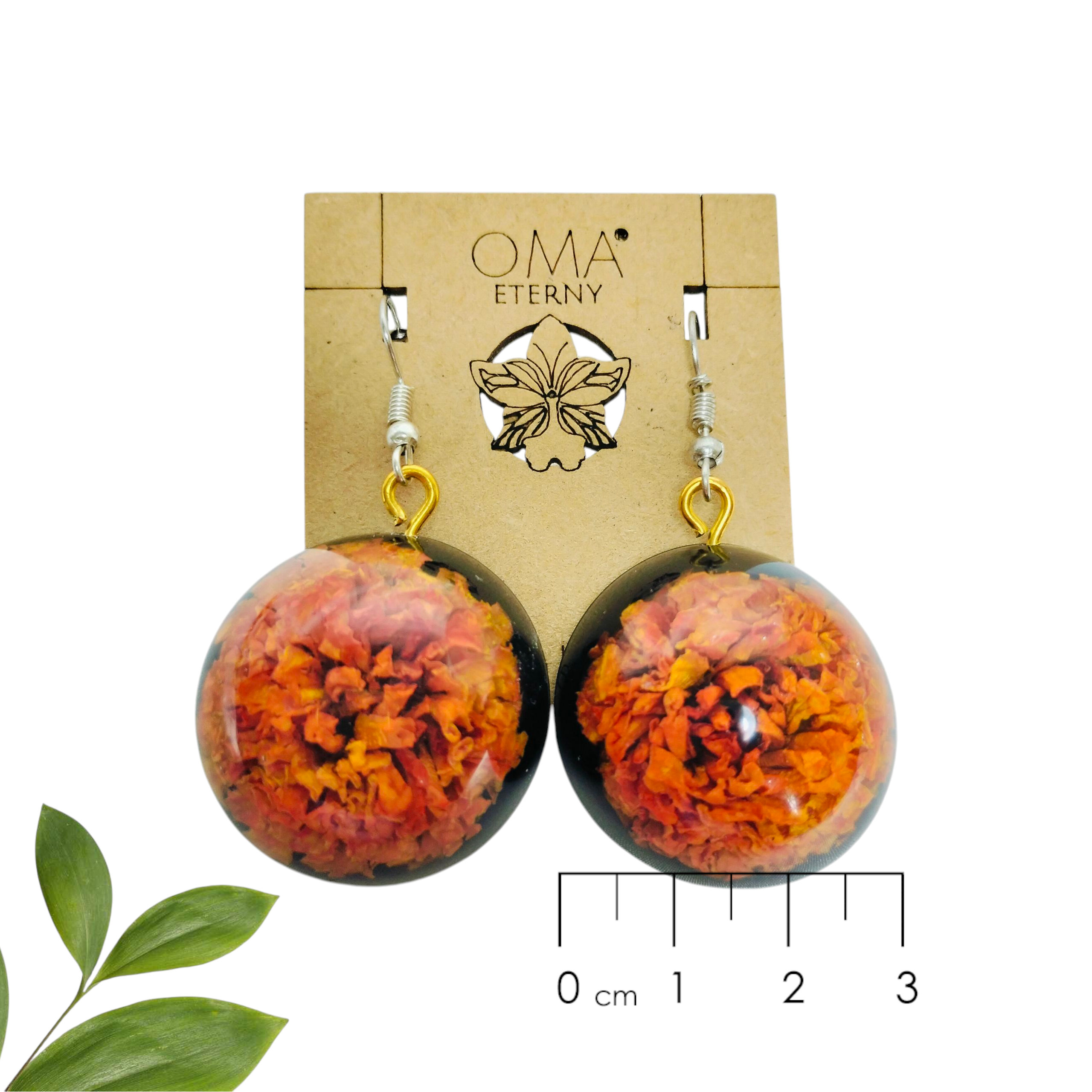 Aretes Colgantes de Cempasúchil en Burbuja