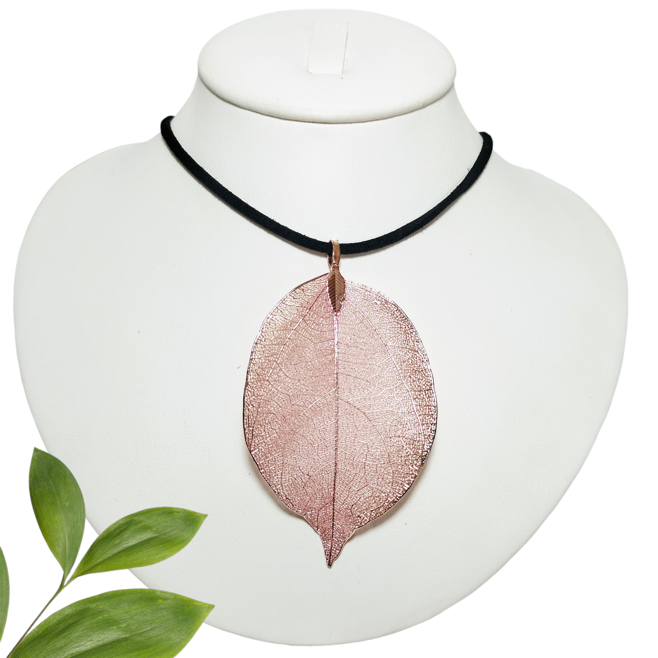 Dije de Esqueleto de Hoja Rosa