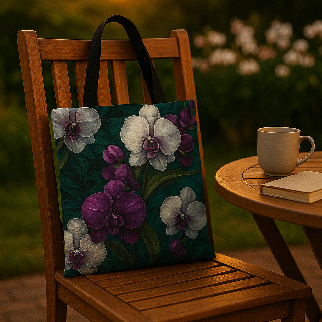 Bolso de orquídea blanca y morada