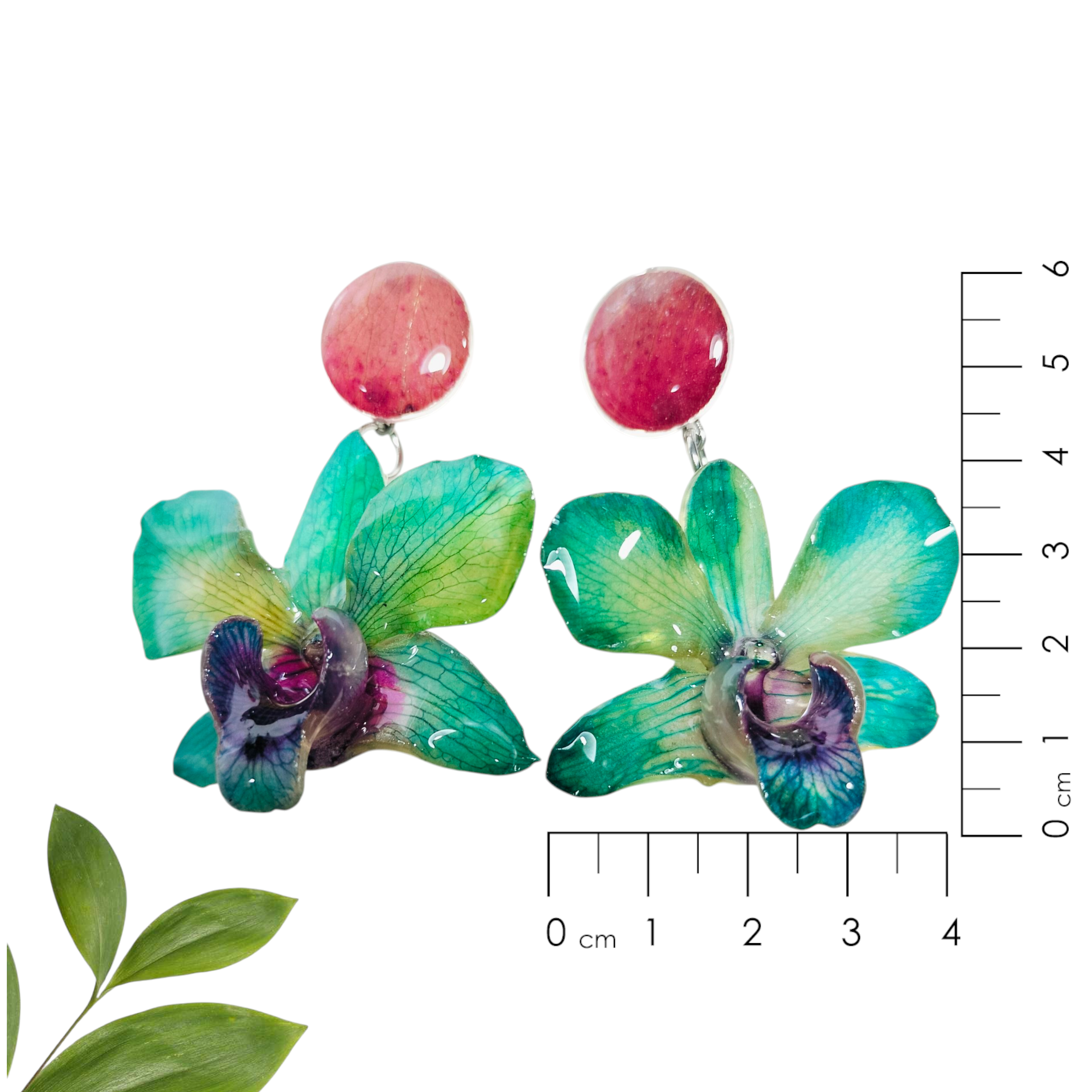 Aretes dobles de orquídeas turquesa