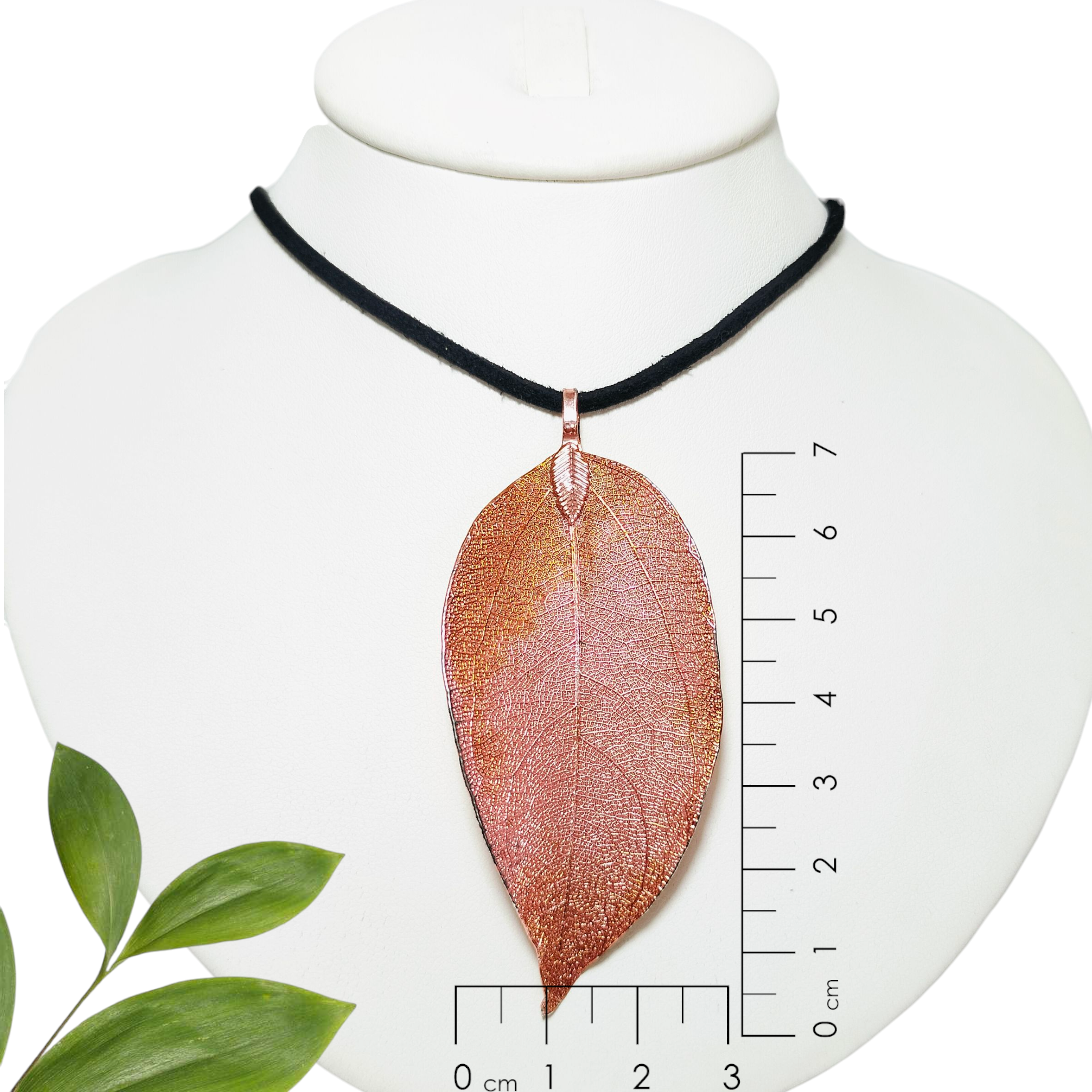 Dije de Esqueleto de Hoja color Rosa y Cobre