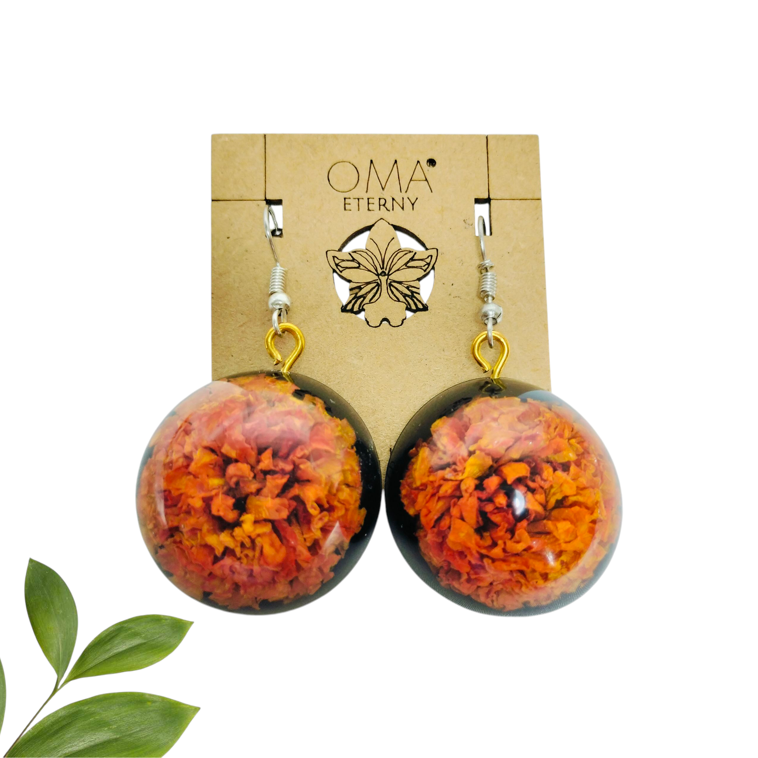 Aretes Colgantes de Cempasúchil en Burbuja