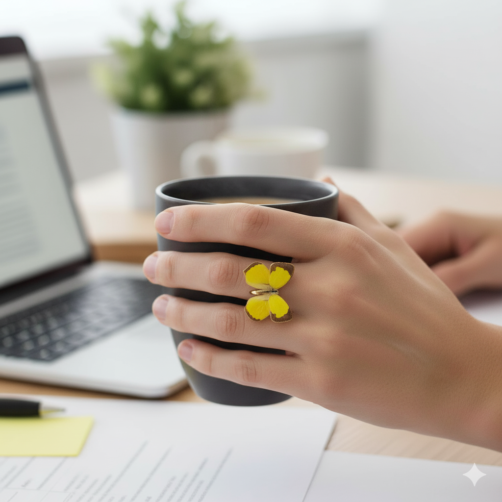Anillo de Mariposa Amarilla Chica