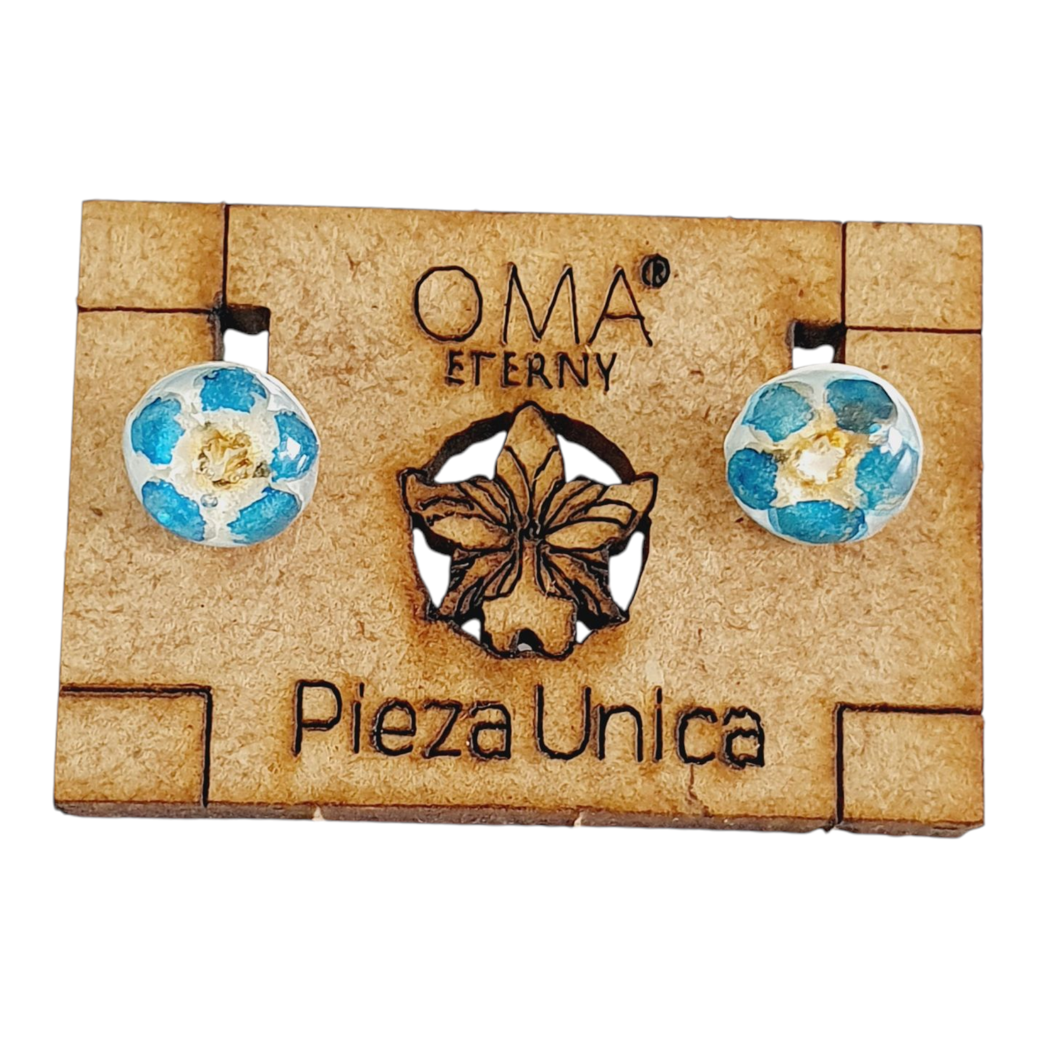 Aretes de plata con flor no me olvides