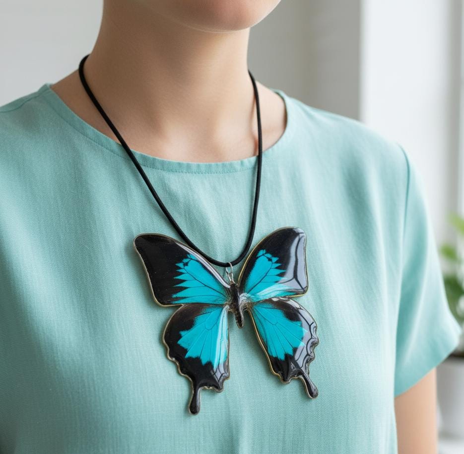 Dije de Mariposa Azul con Negro