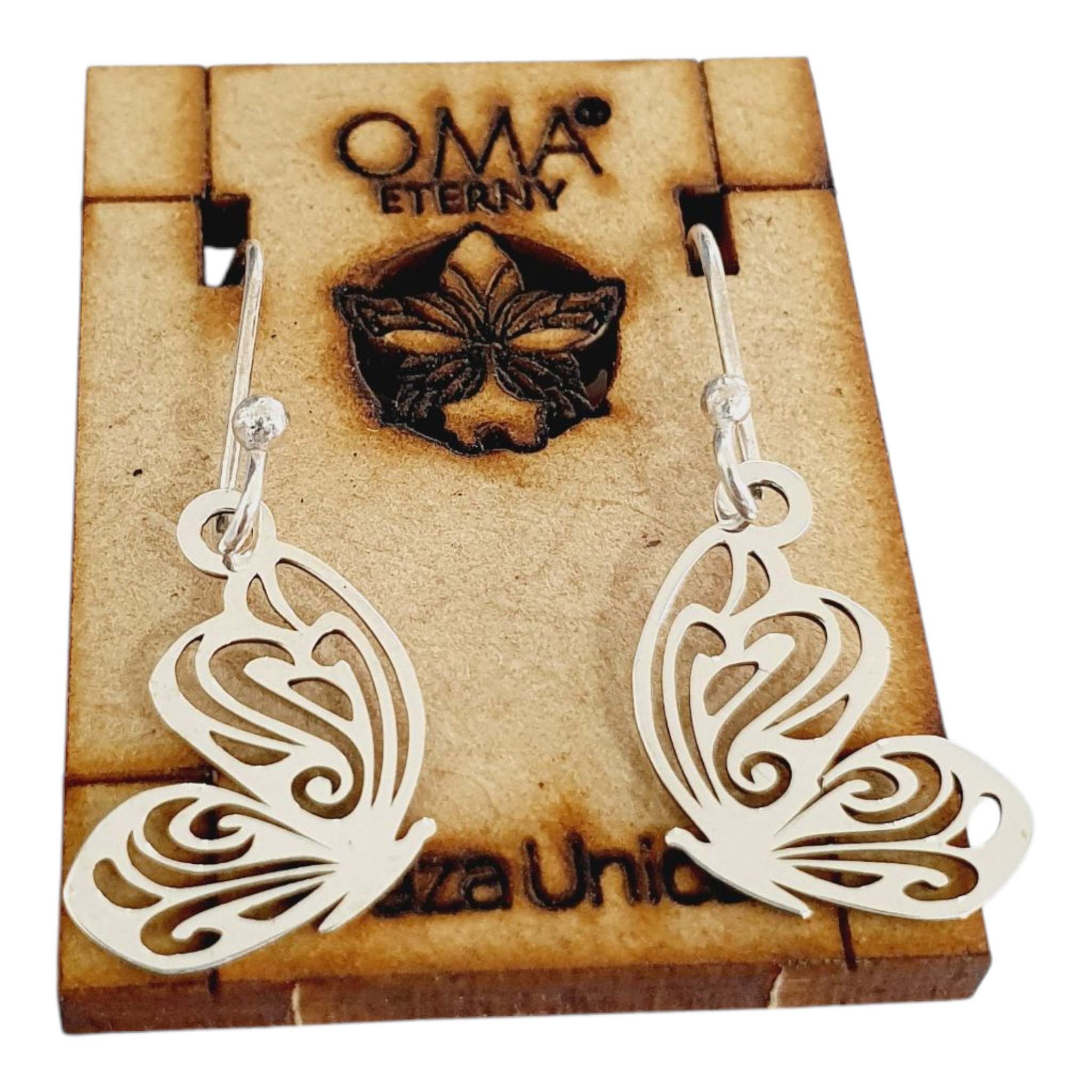 Aretes de plata con mariposa