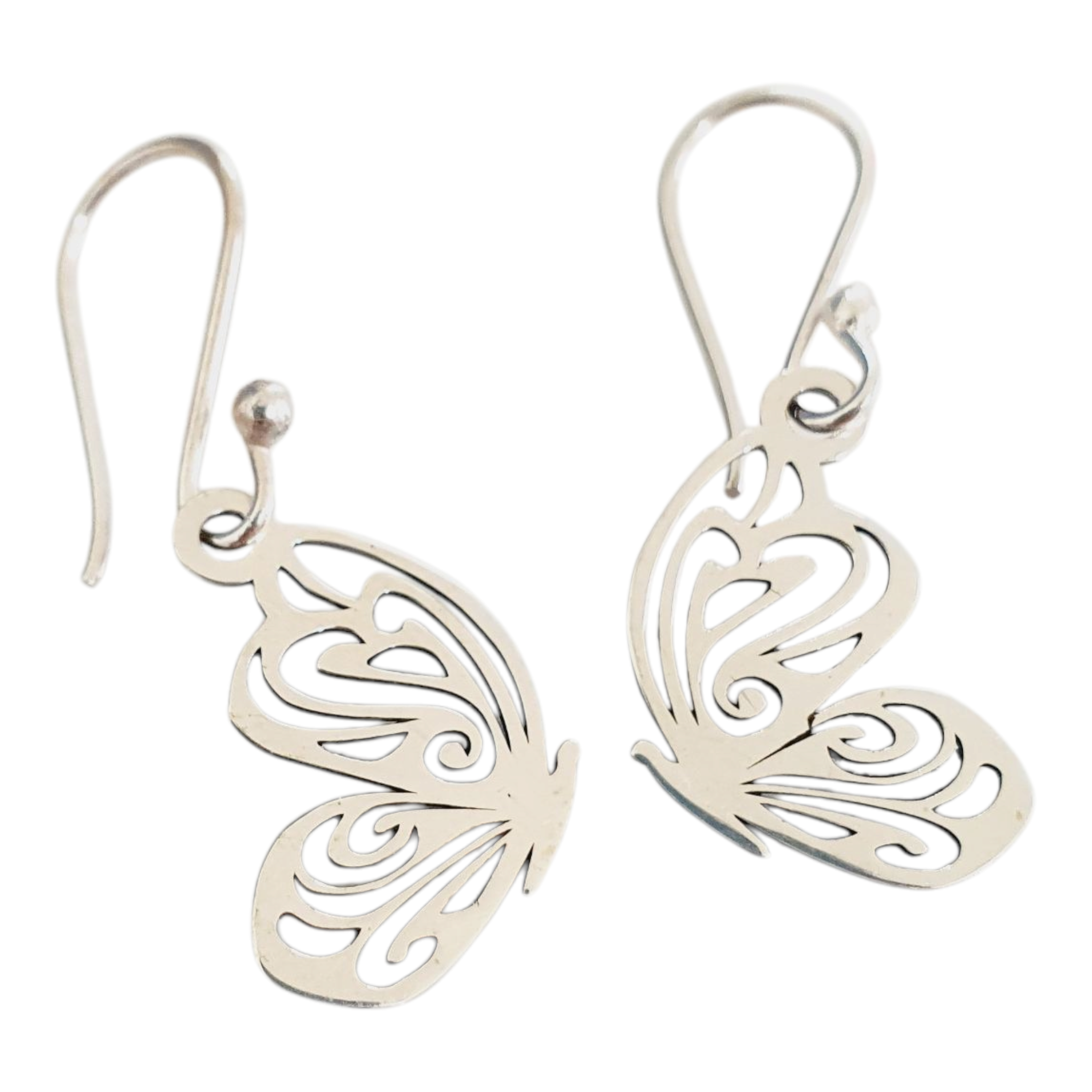 Aretes de plata con mariposa