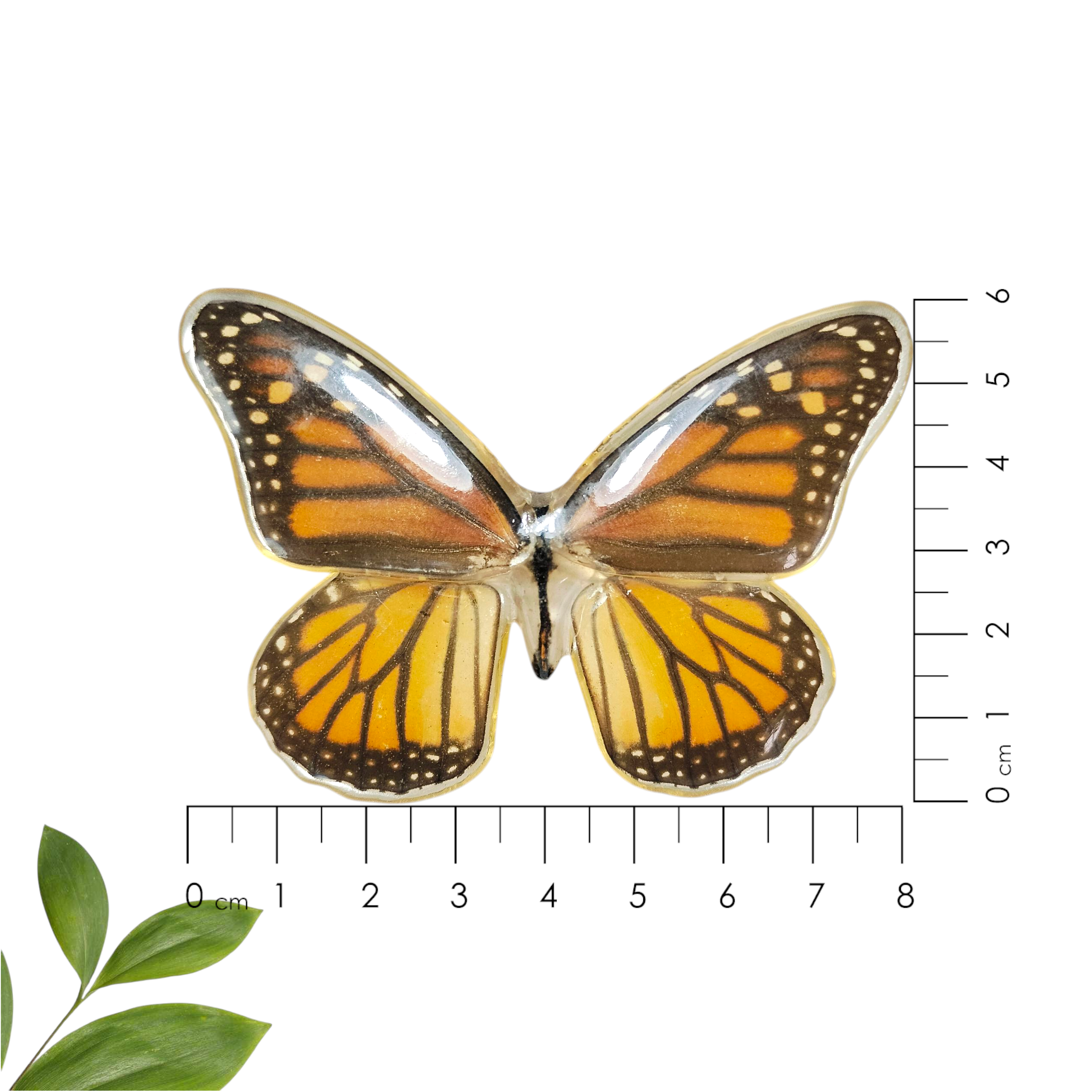 Dije de mariposa monarca con broche para cabello