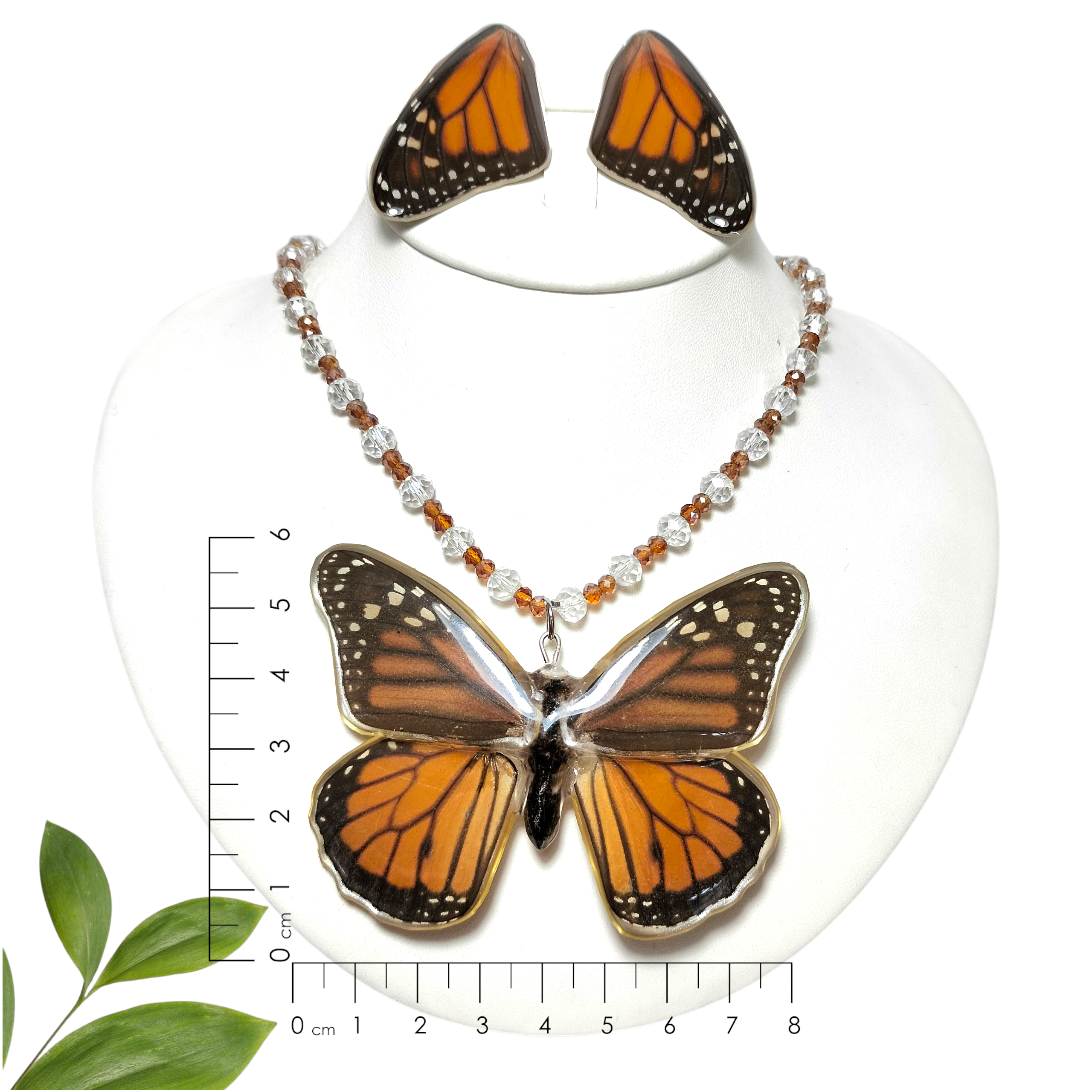Juego de Mariposa Monarca con Collar de Cristal