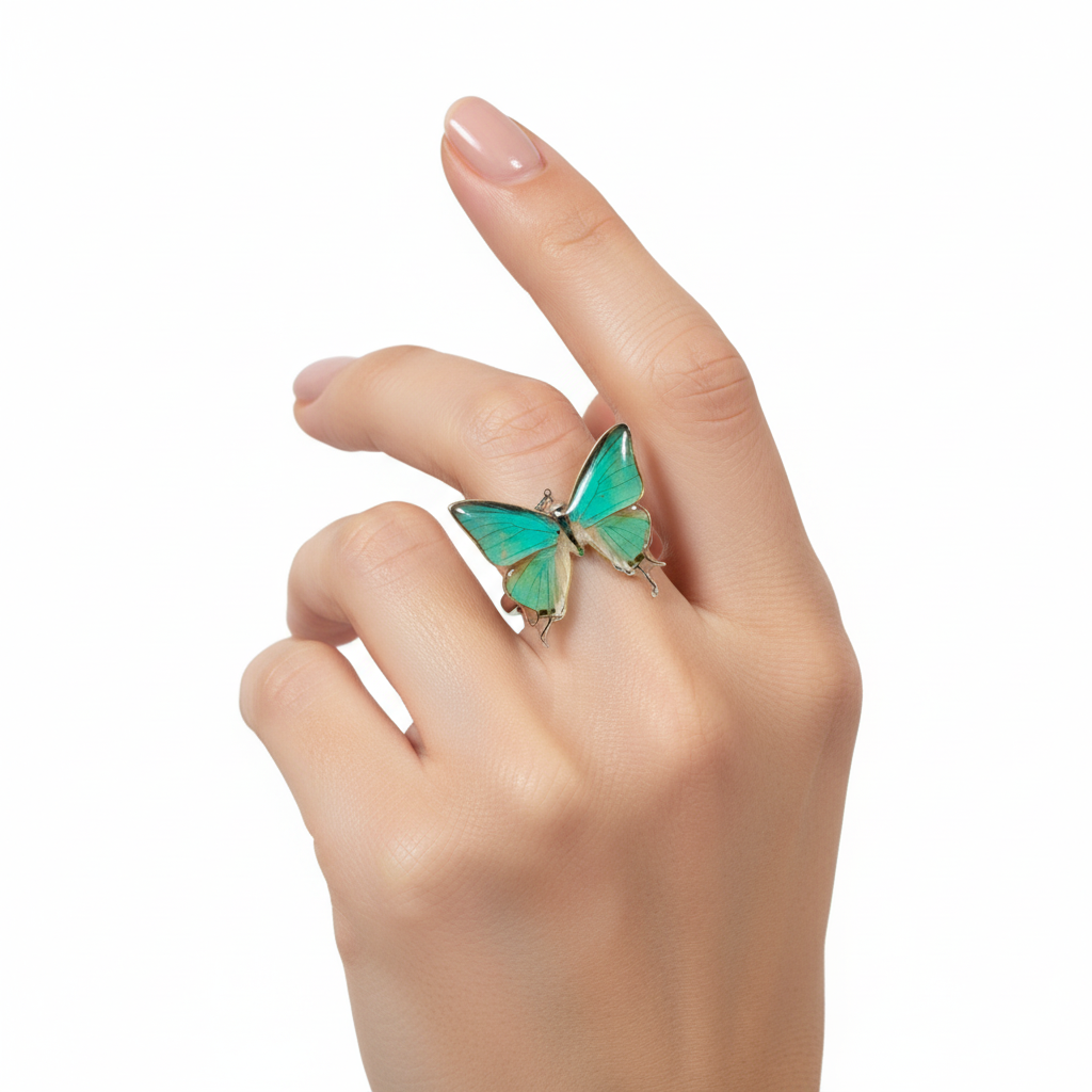 Anillo de Mariposa Azul