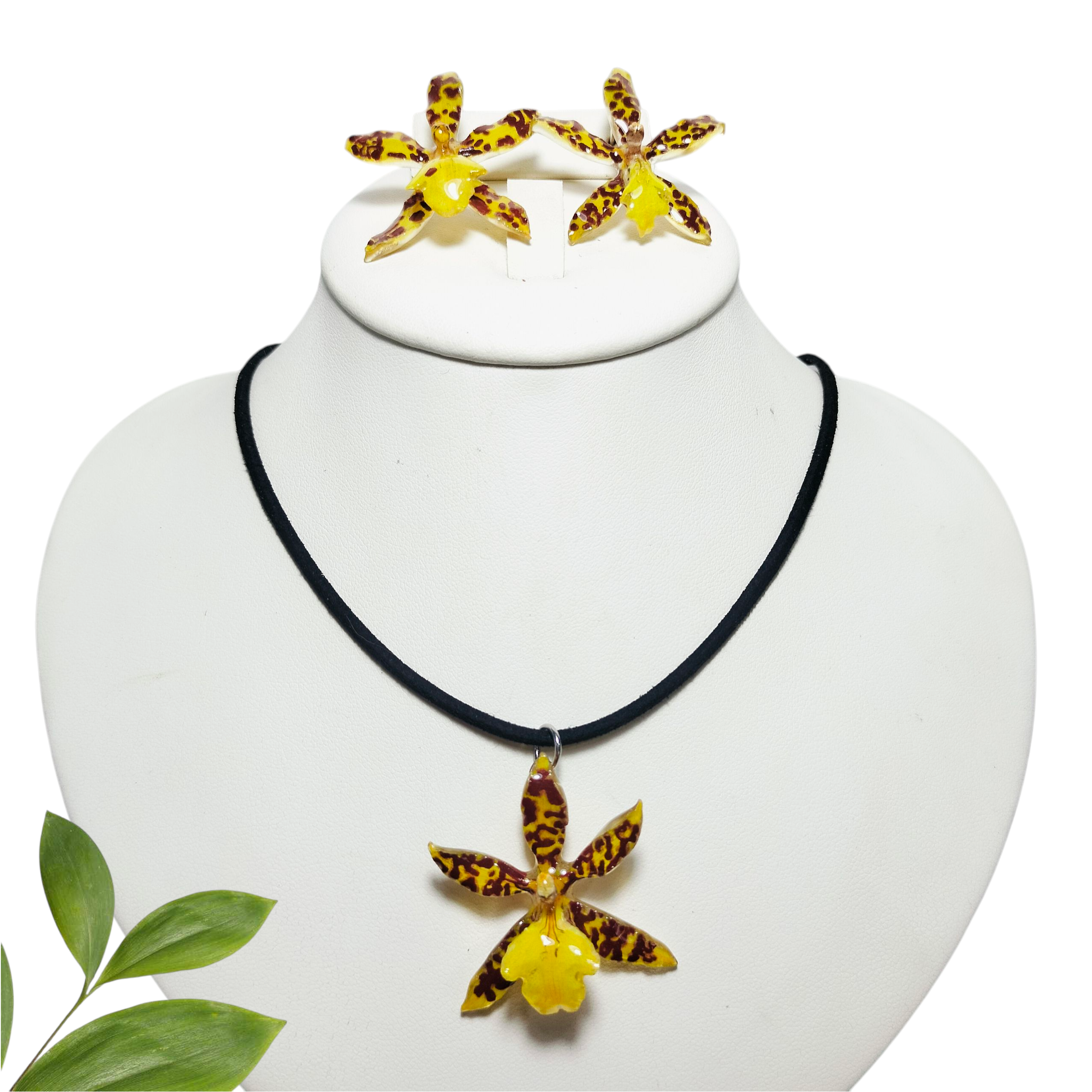 Juego de orquídeas amarillas