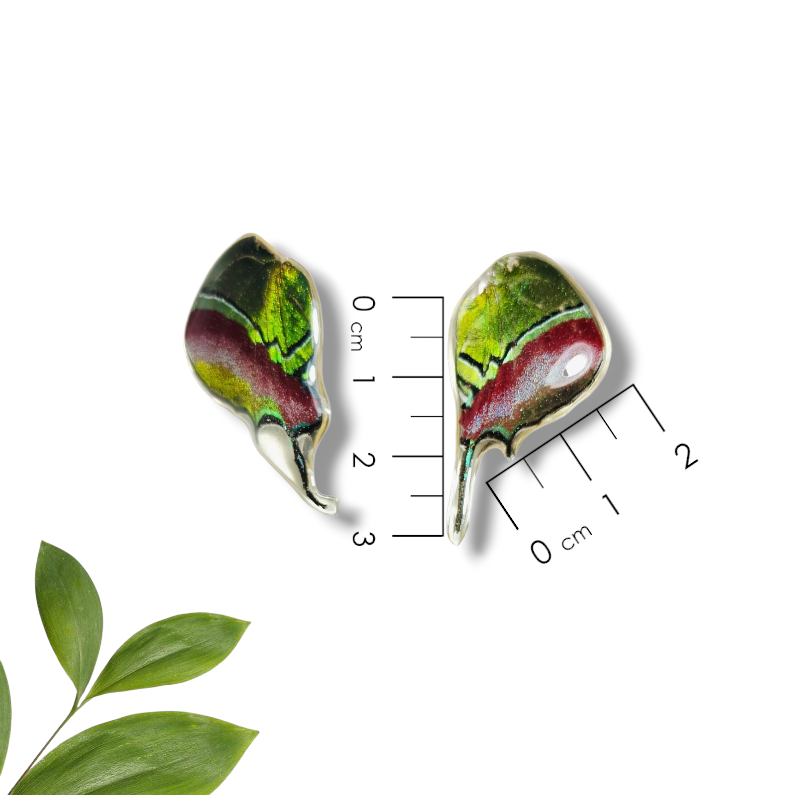 Aretes de Mariposa Verde con Rojo