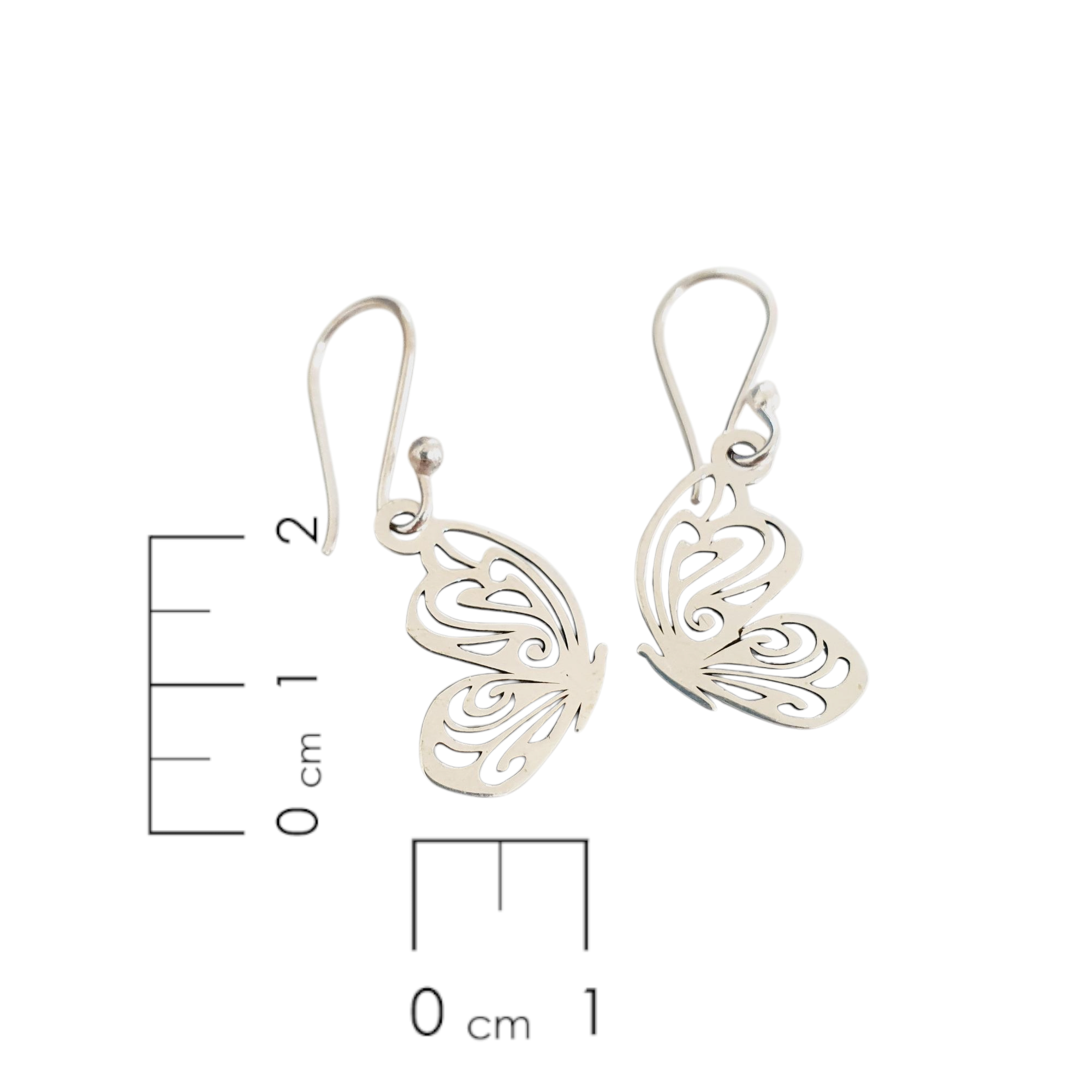 Aretes de plata con mariposa