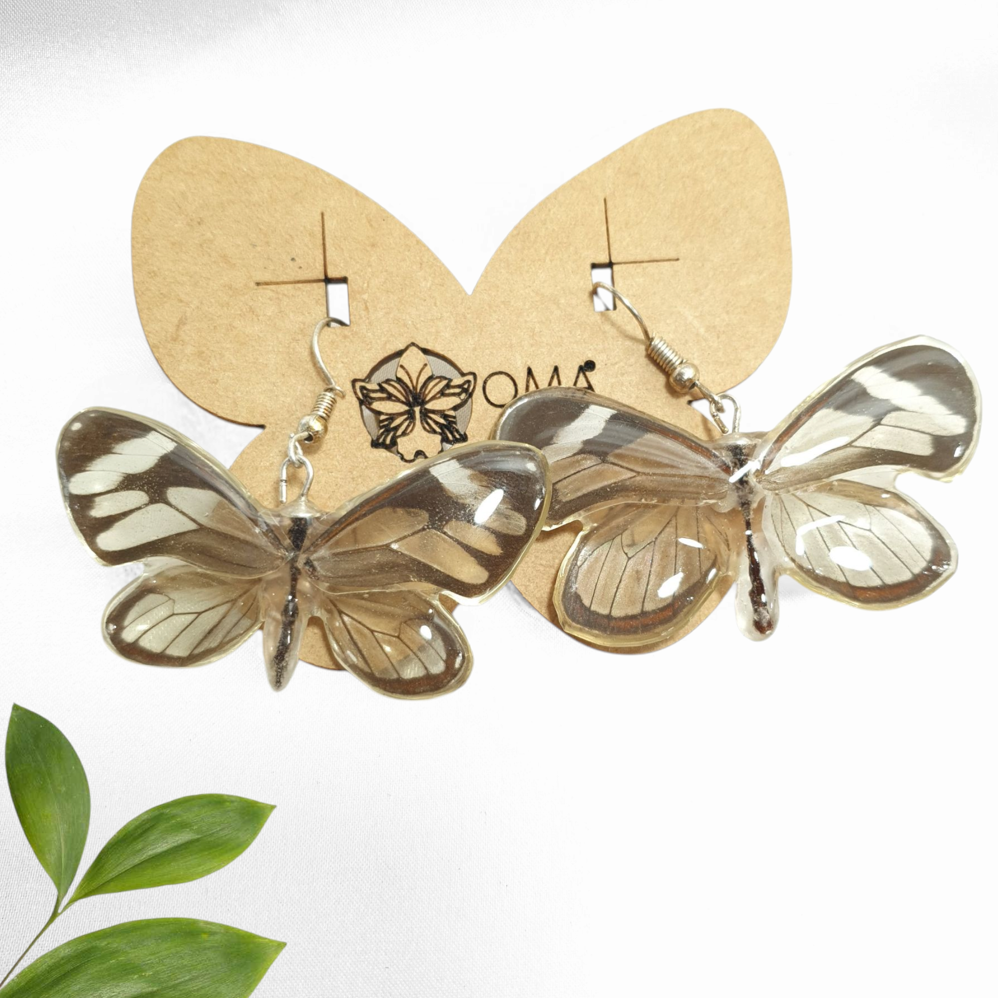 Aretes de mariposa de cristal