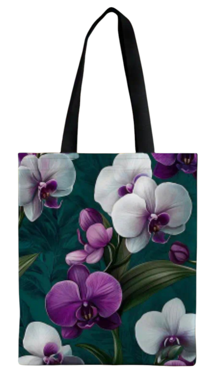 Bolso de orquídea blanca y morada