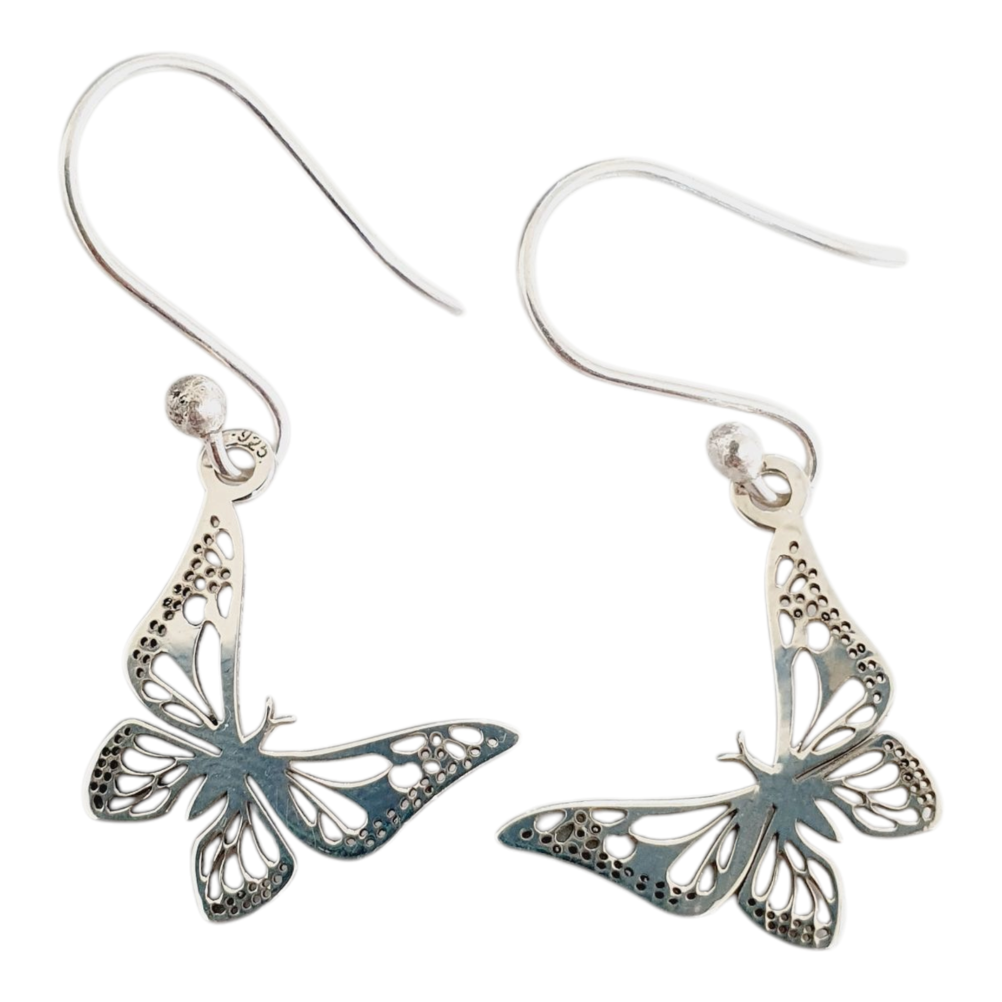 Aretes de plata con mariposa