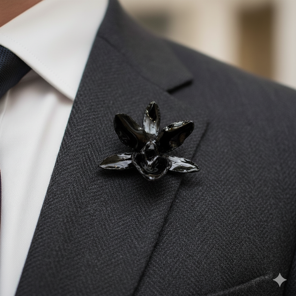 Broche Para Ropa de Orquídea Negra
