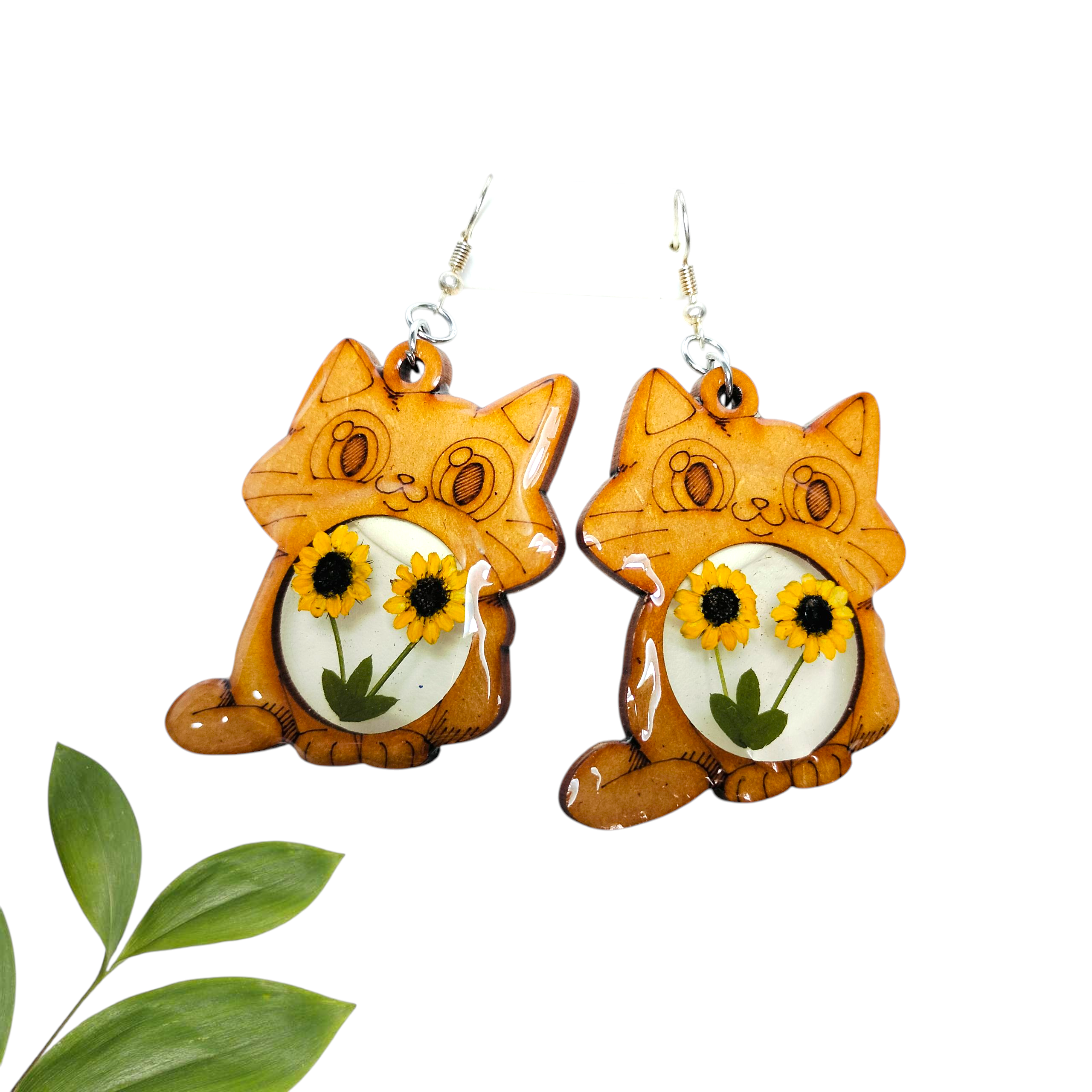 Aretes de Gatitos con Girasoles