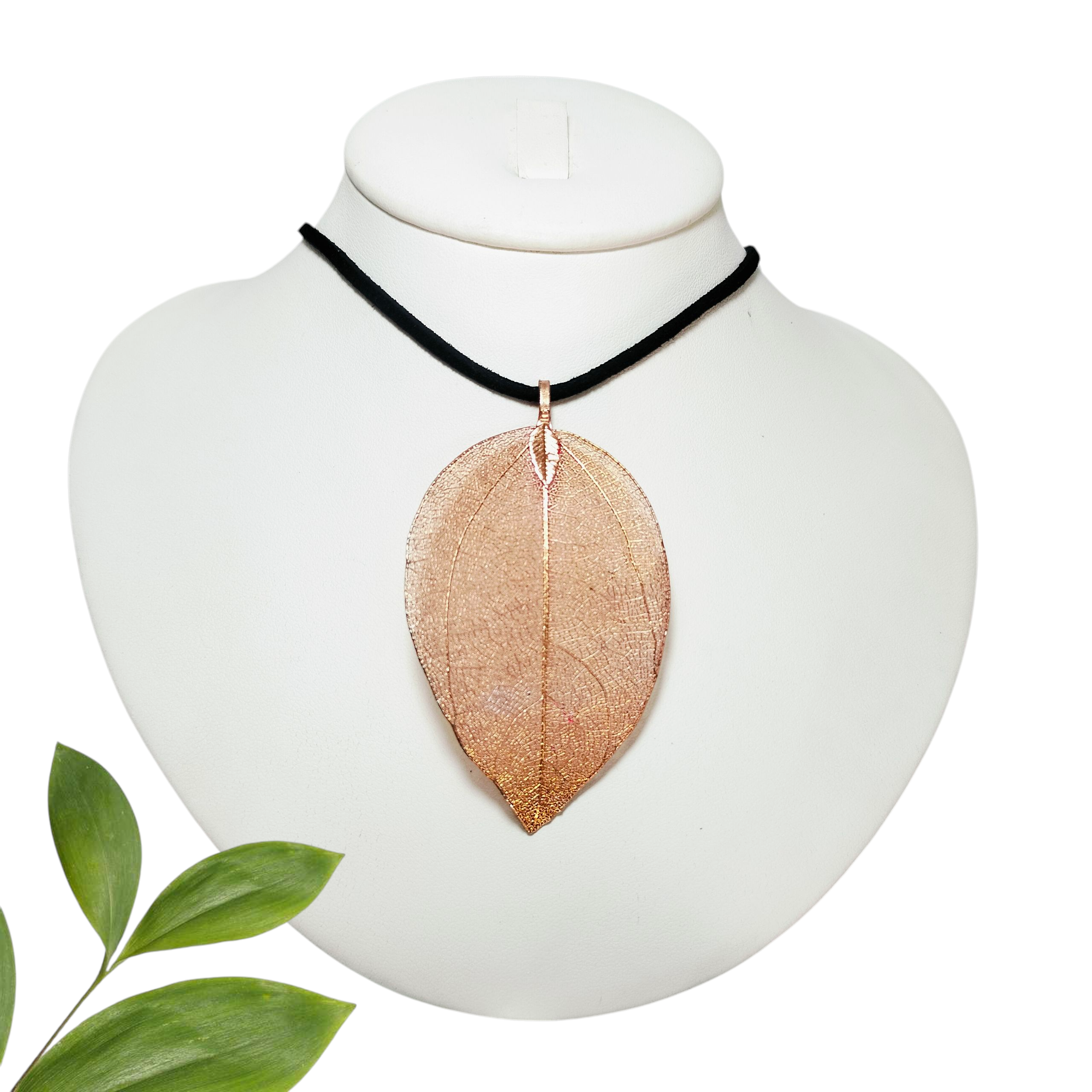 Dije de Esqueleto de Hoja color Cobre