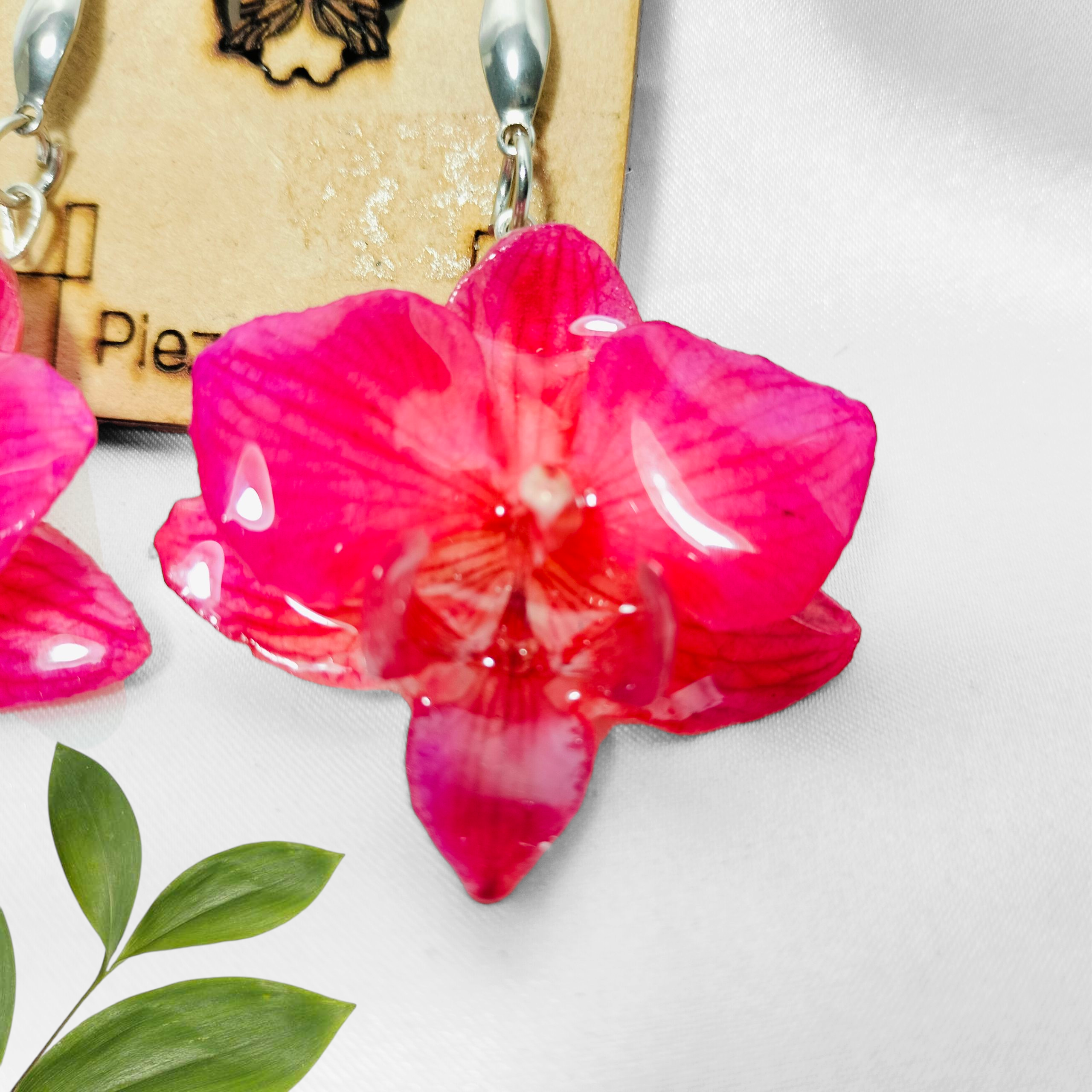 Aretes de Orquídea Fucsia