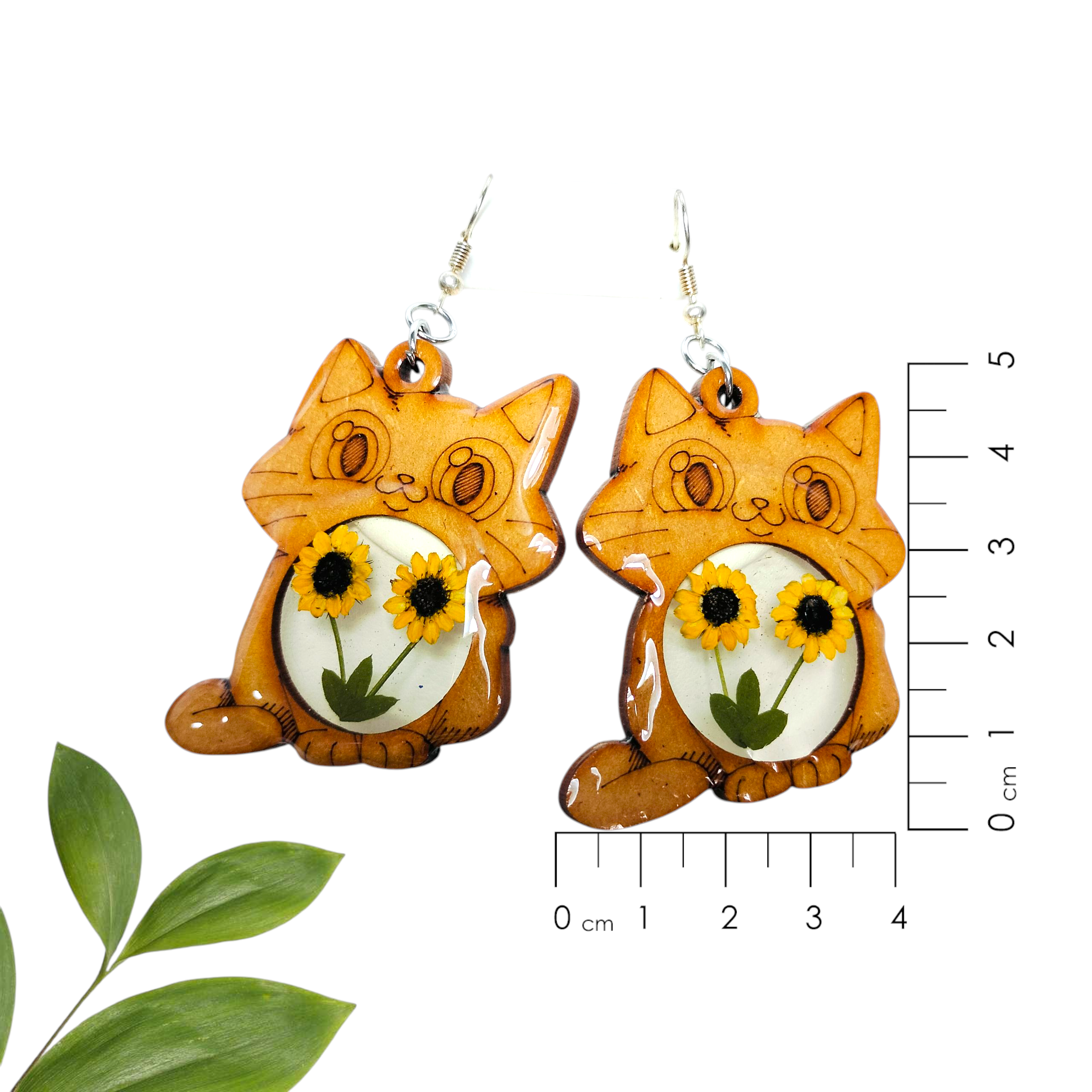 Aretes de Gatitos con Girasoles