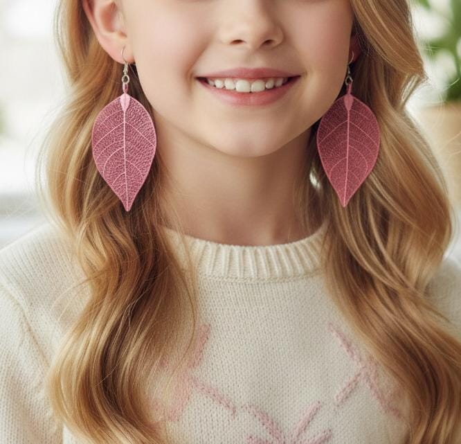 Aretes de Hojas Rosas