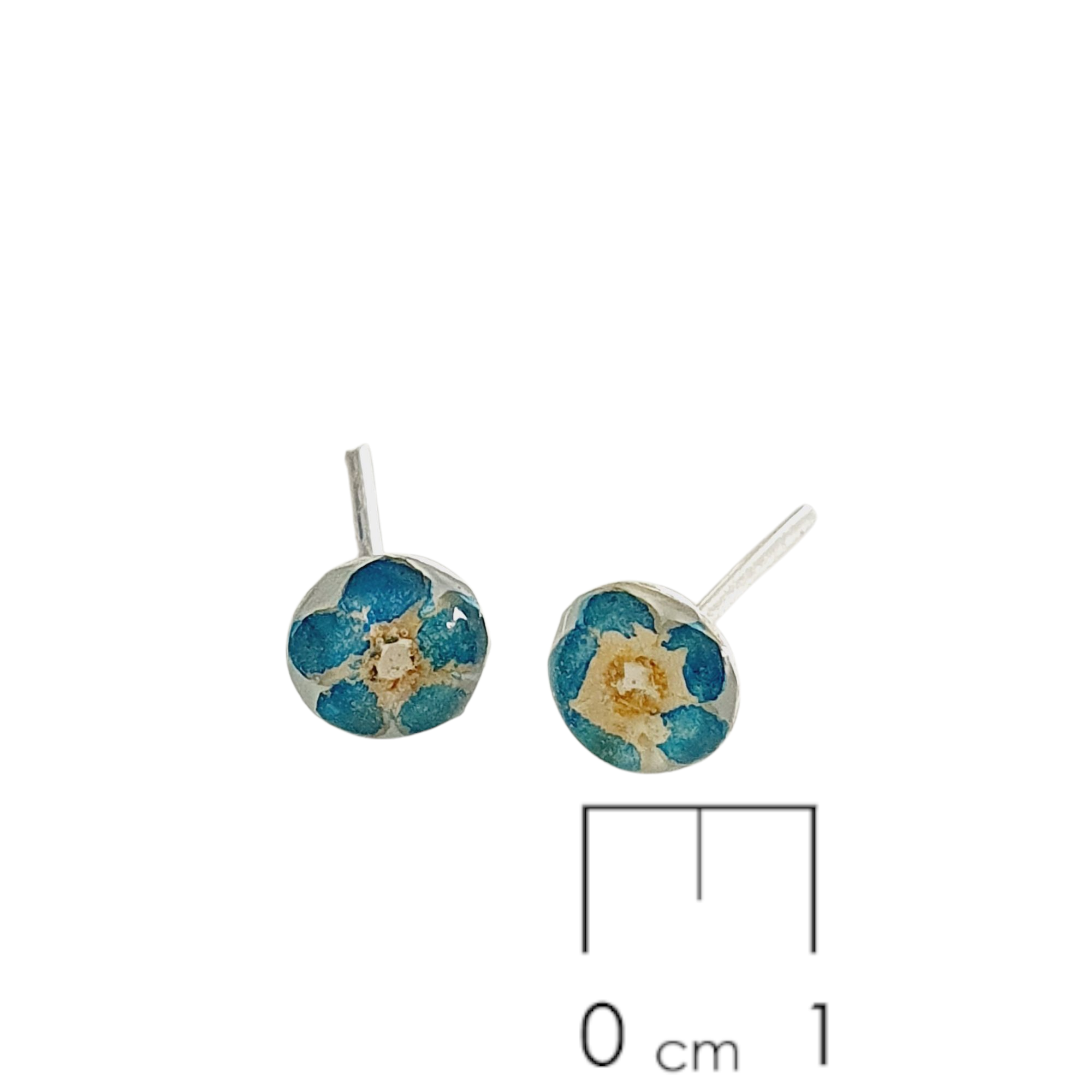 Aretes de plata con flor no me olvides