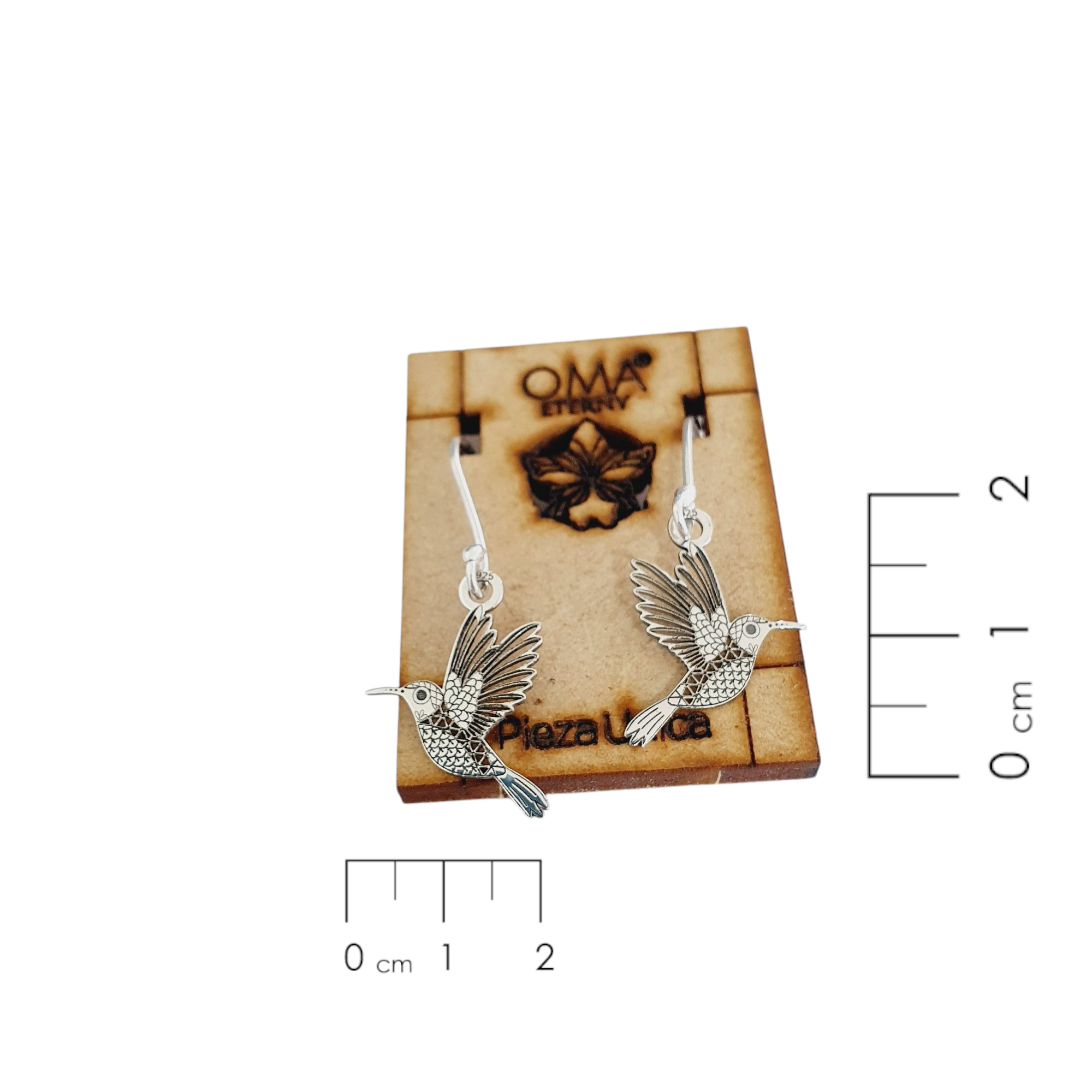 Aretes de plata con colibri