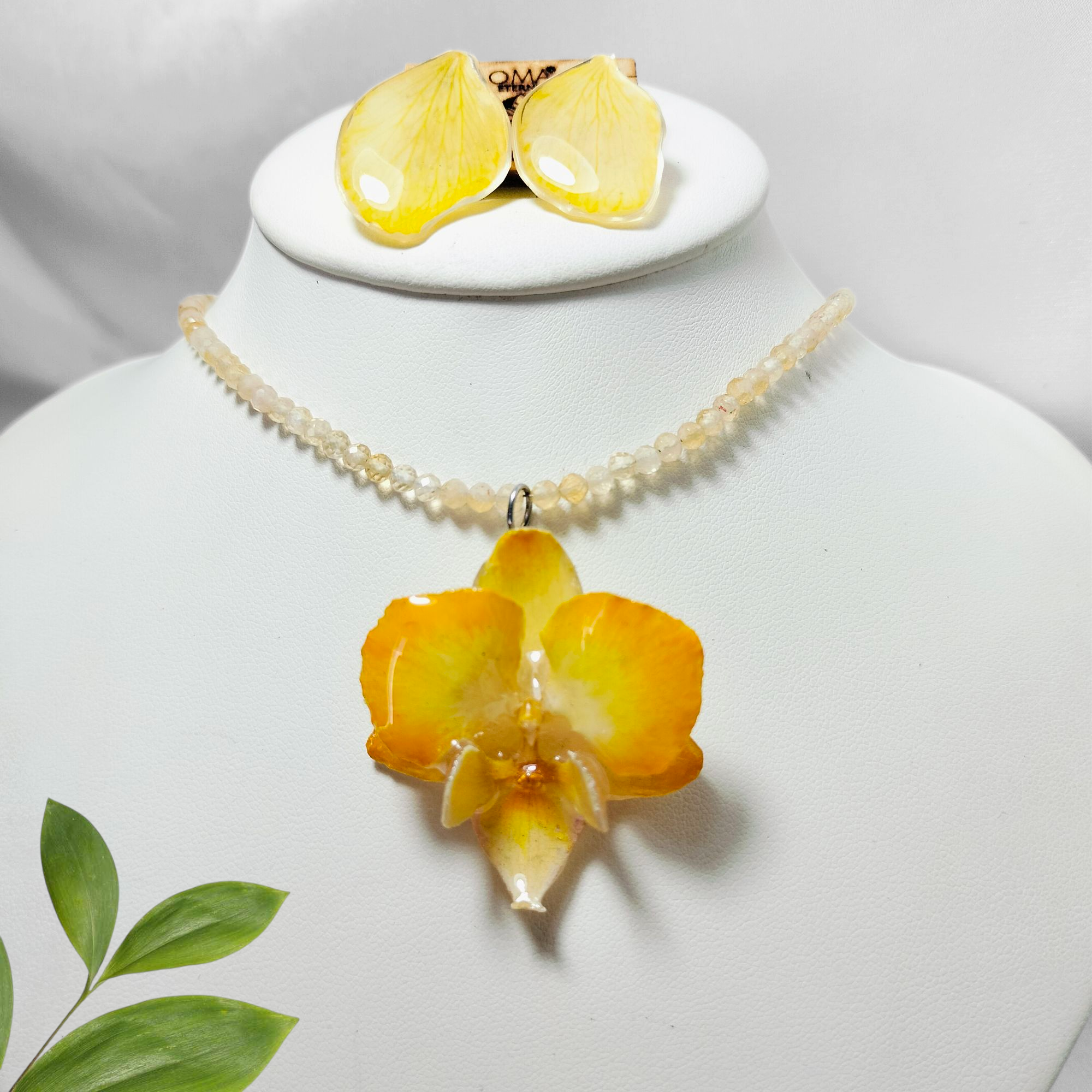 Orquídea Amarilla con Aretes de Pétalo