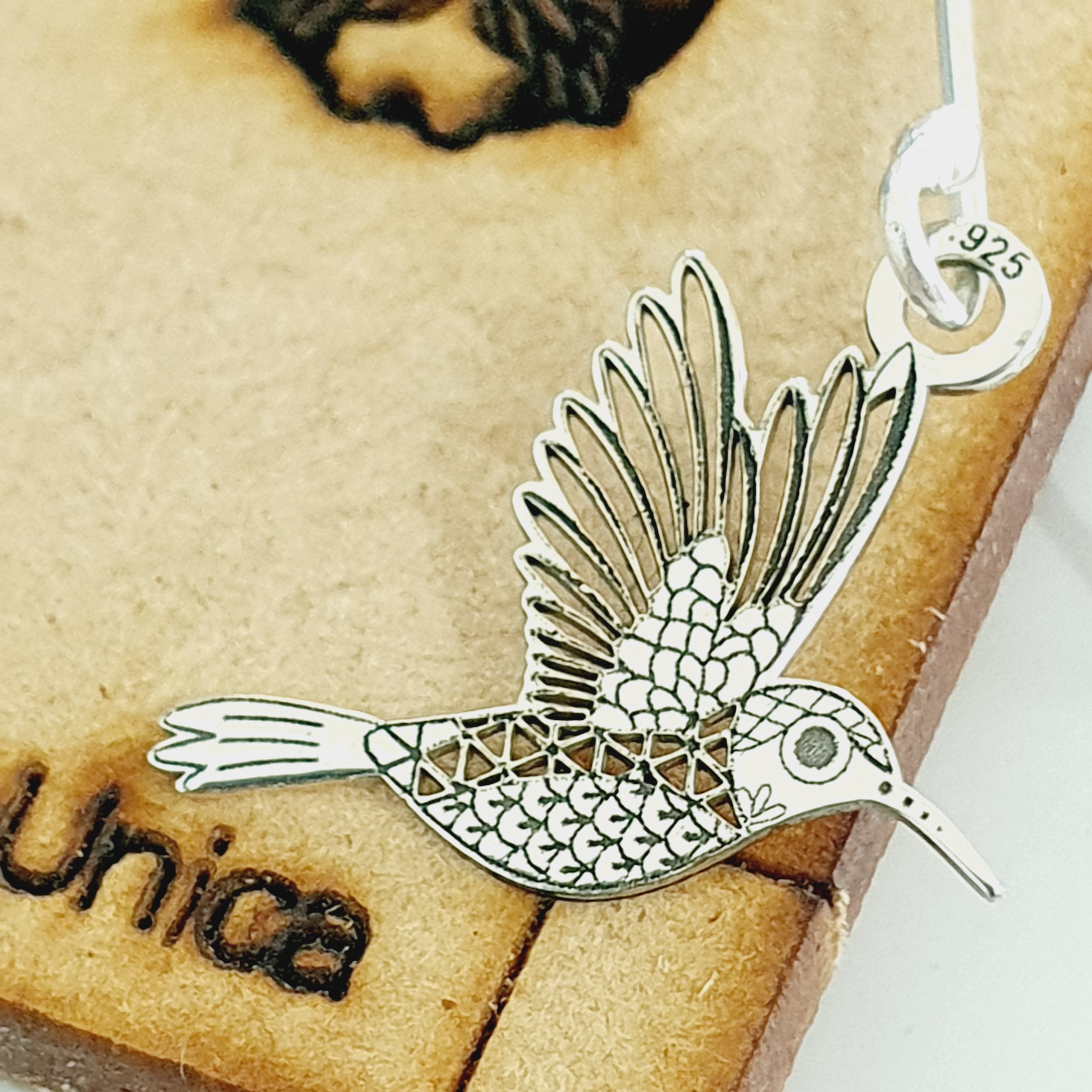 Aretes de plata con colibri
