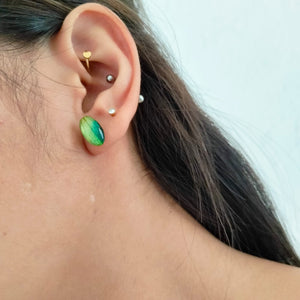 Aretes de pétalos de orquídea verdes